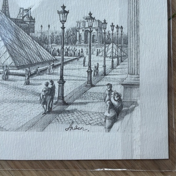 PARIS, Louvre, and Notre Dame LITHOGRAPH of Graphite On Paper, by "Arben" - Picture 3 of 6